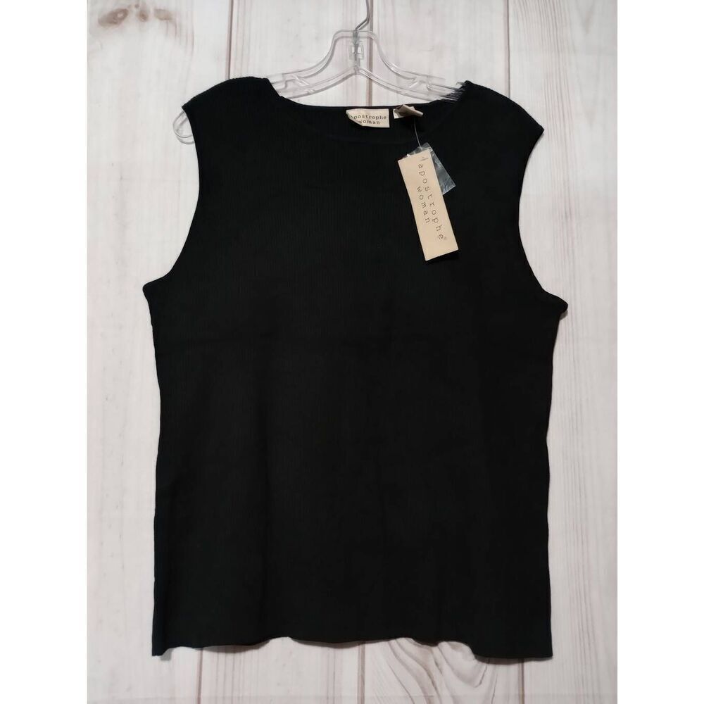 Apostrophe Sweater Ladies 16W Sleeveless Ribbed‎ Black Gothic Steampunk